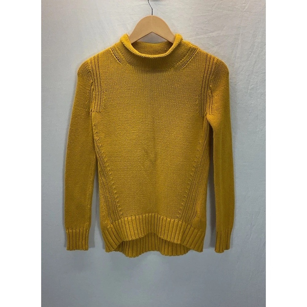 J. Crew Always 1988 Roll Neck Sweater Women's XS Yellow Mustard Fisherman Prep